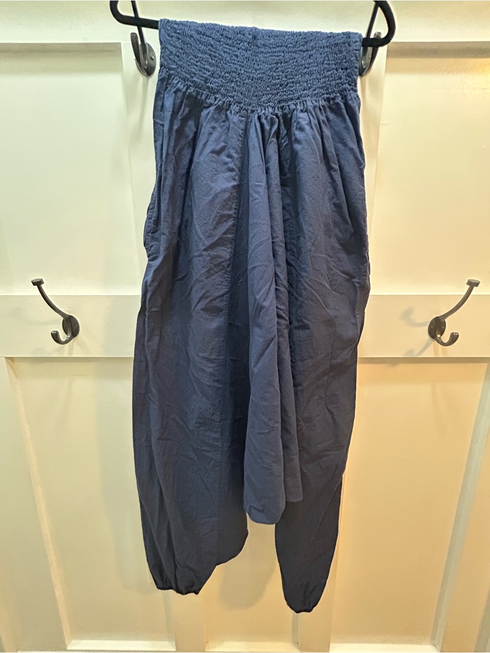 Women’s Navy Smocked jumpsuit with harem Pants - Picture 3 of 4